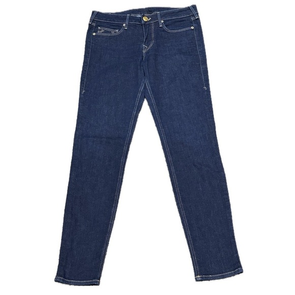 👖🎯 TRUE RELIGION Made in USA Dark Wash Straight Leg Jeans | Sz 29 TRBJ Patch - Picture 1 of 6